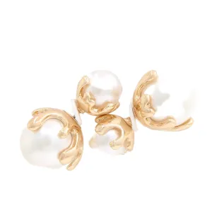 14K Gold Dipped Pearl Reversible Front & Back Stud