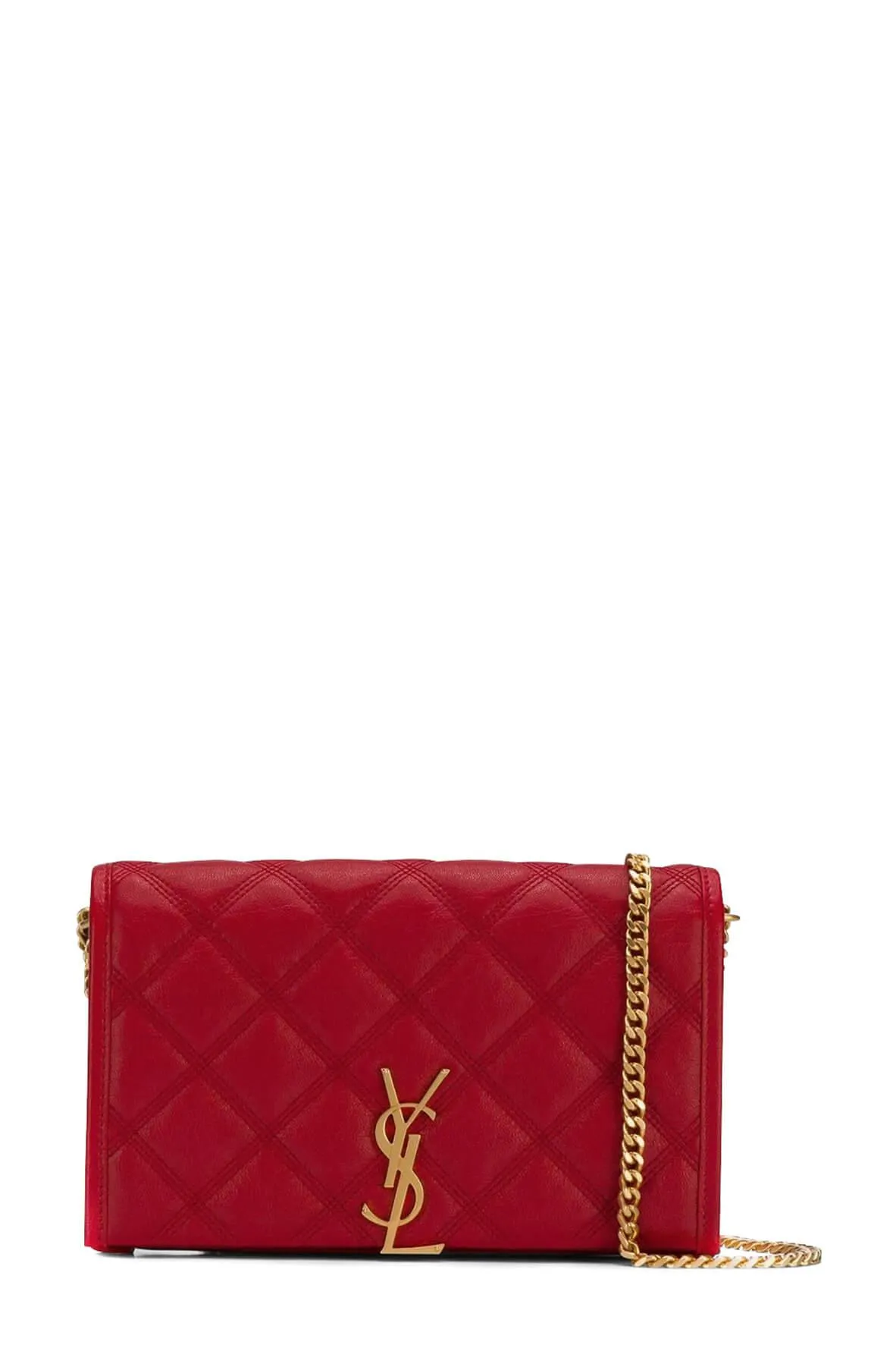 Becky Diamond-Quilted Chain Wallet Eros Red