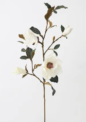 Cream Magnolia Fake Flower Branch - 35"