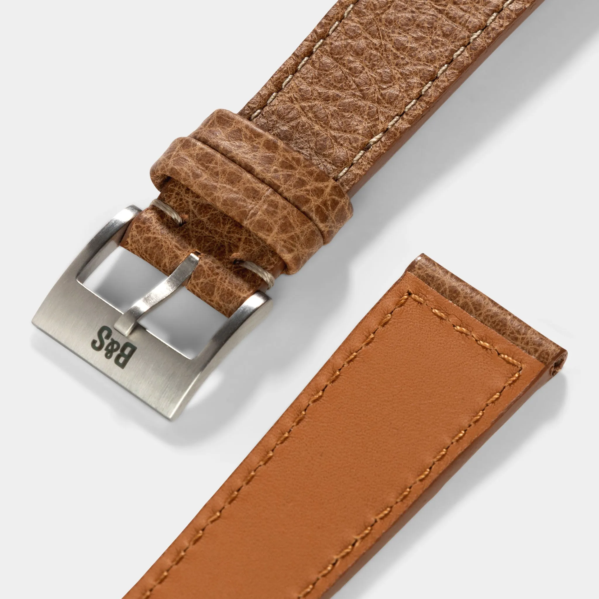Kansas Brown Boxed Leather Watch Strap