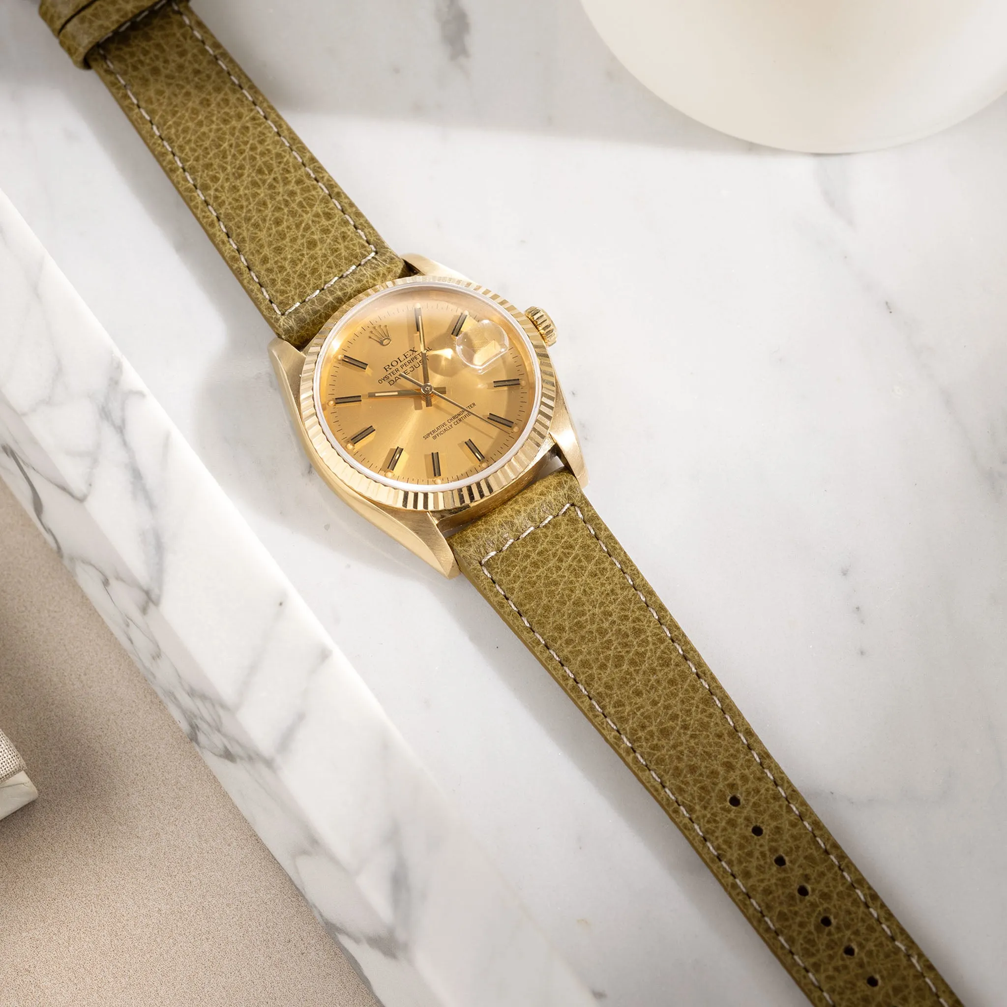 Kansas Green Boxed Leather Watch Strap