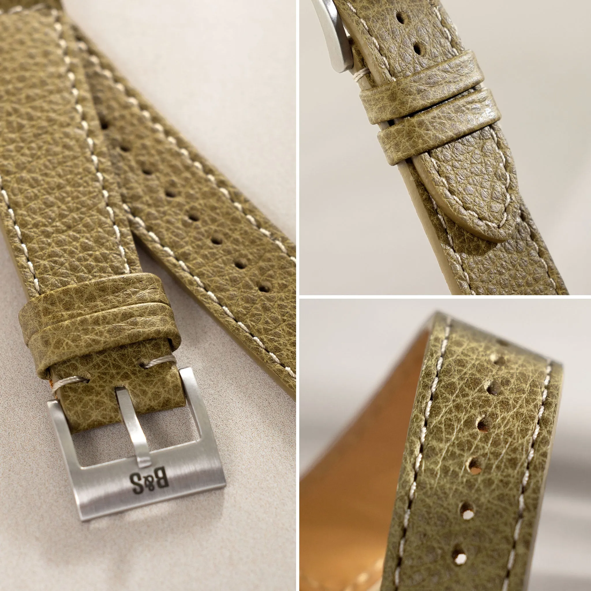 Kansas Green Boxed Leather Watch Strap