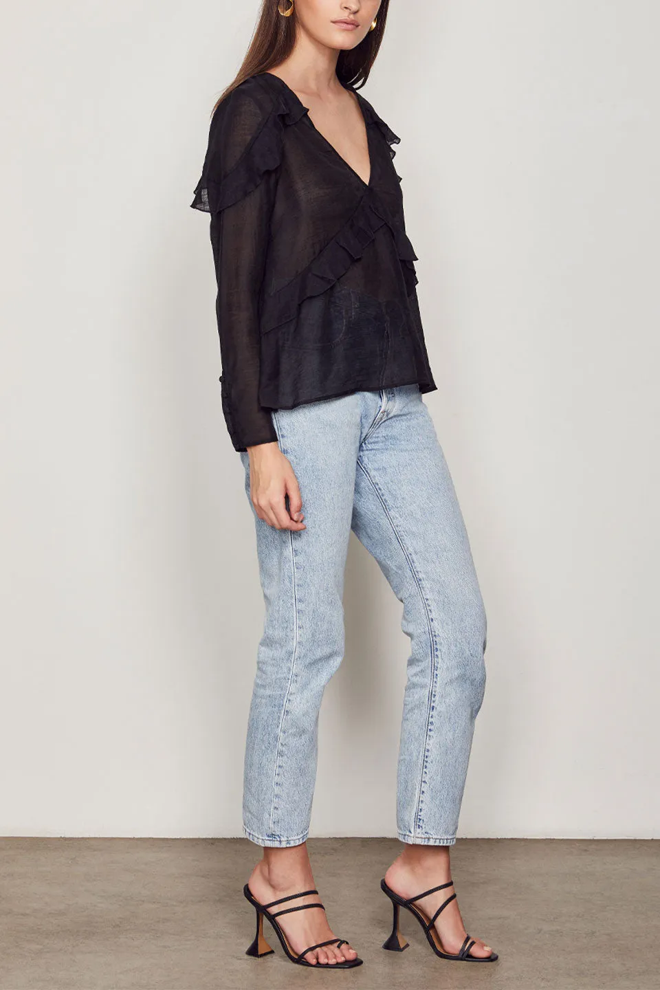 Revive LS Sheer Black Blouse