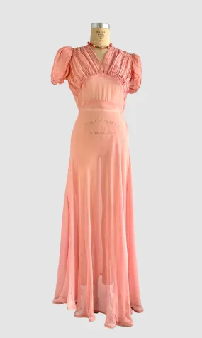 SHEER SPLENDOR 30s Bias Cut Chiffon Dress  Medium
